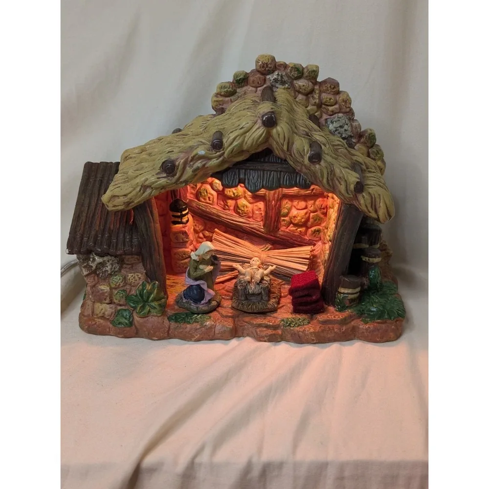 Nativity Lighted With Mary And Baby Jesus With Cord And Bulb With Foam Christmas